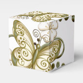 Gold Butterfells Floral Cube Favor Box Geschenkschachtel (Vorderseite)