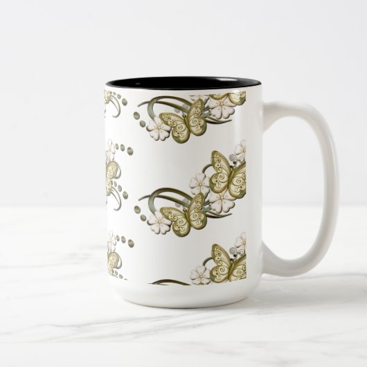 Gold Butterfells Muster Dekorative Tasse (Rechts)