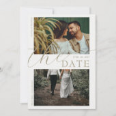 Gold Butterfliegen Elegante Boho Chic Fotos Hochze Save The Date (Vorderseite)