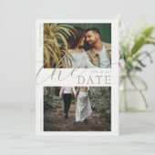 Gold Butterfliegen Elegante Boho Chic Fotos Hochze Save The Date (Stehend Vorderseite)