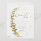 Gold Butterfliegen Elegantes Boho Frame Brautparty Einladung (Vorderseite)