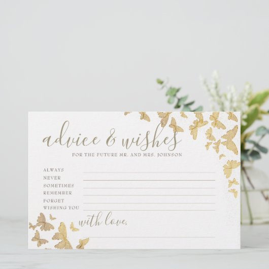 Gold Butterflies Advice Game Mrs. Brautparty Briefpapier (Stehend Vorderseite)