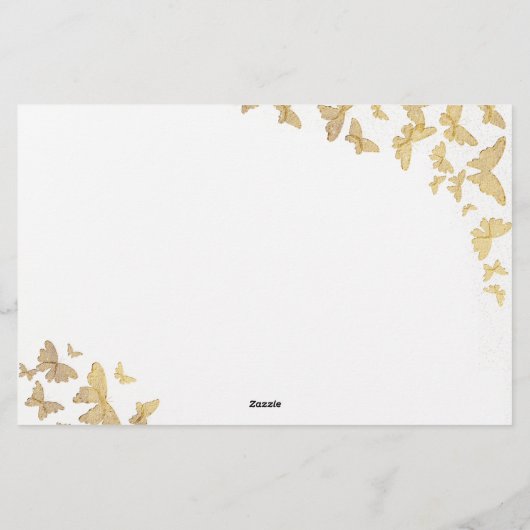 Gold Butterflies Advice Game Mrs. Brautparty Briefpapier (Rückseite)