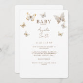 Gold Butterflies Baby Girl Dusche Einladung (Vorne/Hinten)