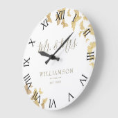 Gold Butterflies Boho Chic Hochzeitstag Große Wanduhr (Winkel)