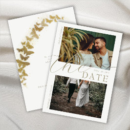 Gold Butterflies Boho Hochzeit 2 Fotos Rett Datum Einladung