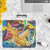 Gold Butterfly Antique Monogram Liquid Abstrakt Mousepad