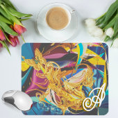 Gold Butterfly Antique Monogram Liquid Abstrakt Mousepad