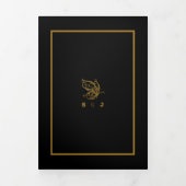 Gold Butterfly, Black & Gold Wedding Suite Dreifach Gefaltete Einladung (Cover)