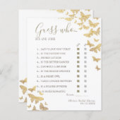 Gold Butterfly Boho Brautparty Guess Wer Game (Vorne/Hinten)