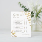 Gold Butterfly Boho Brautparty Guess Wer Game (Stehend Vorderseite)