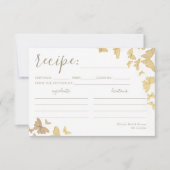 Gold Butterfly Brautparty Rezept Card (Vorderseite)