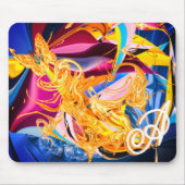Gold Butterfly Bright Monogram Liquid Abstrakt Mousepad (Vorne)
