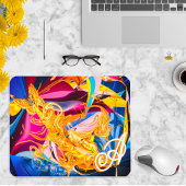 Gold Butterfly Bright Monogram Liquid Abstrakt Mousepad