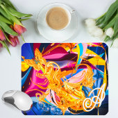Gold Butterfly Bright Monogram Liquid Abstrakt Mousepad