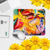 Gold Butterfly Fiery Monogram Liquid Abstrakt Mousepad