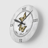 Gold Butterfly Floral Acrylic Wall Clock Runde Wanduhr (Winkel)
