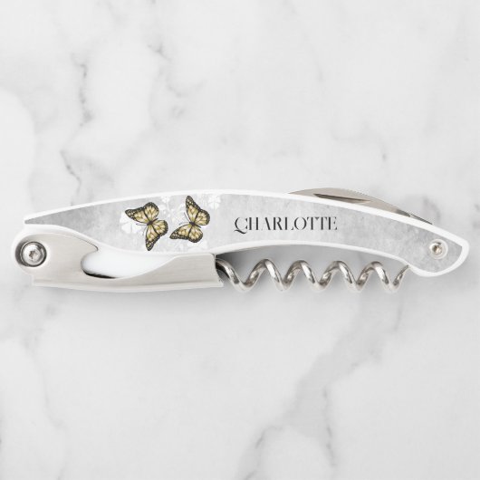 Gold Butterfly Floral Corkschraube Kellnermesser (Vorderseite)