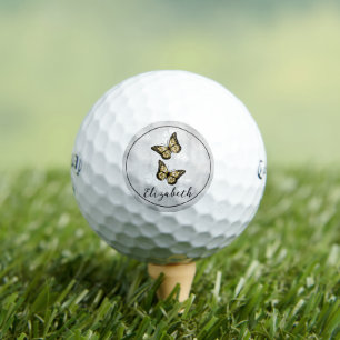 Gold Butterfly Floral Golf Balls Golfball