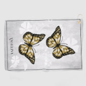 Gold Butterfly Floral Golf Handtuch (Horizontal)