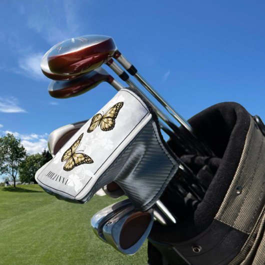 Gold Butterfly Floral Golf Head Cover Golf Headcover
