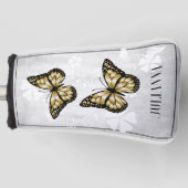 Gold Butterfly Floral Golf Head Cover Headcover (Vorderseite)