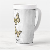Gold Butterfly Floral Personalisiert Latte Tasse (Rechte Ecke)