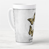 Gold Butterfly Floral Personalisiert Latte Tasse (Linke Ecke)