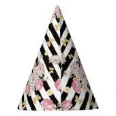 Gold Butterfly Floral Theme Happy Birthday Foto Partyhütchen (Rückseite)