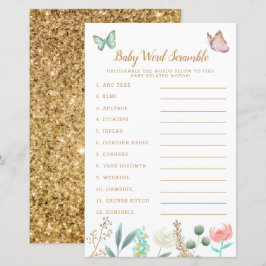 Gold Butterfly Garden Baby Word Scramble Game