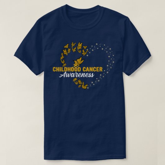 Gold Butterfly Herzkrebs Kindheit Krebs Bewusstsei T-Shirt (Design vorne)