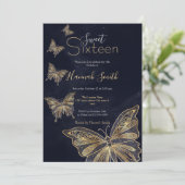 Gold Butterfly Himmelsästhesie Einladung (Stehend Vorderseite)