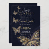 Gold Butterfly Himmelsästhesie Einladung (Vorne/Hinten)