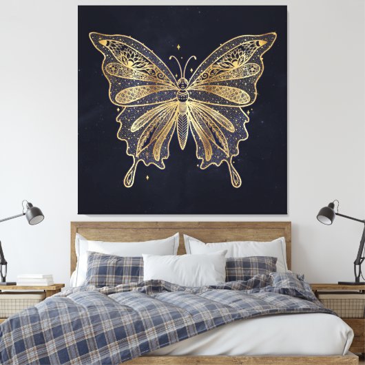 Gold Butterfly Himmelsästhesie Leinwanddruck (Insitu (Schlafzimmer))