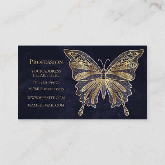 Gold Butterfly Himmelsästhesie Visitenkarte (Rückseite)