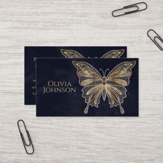 Gold Butterfly Himmelsästhesie Visitenkarte (Vorderseite/Rückseite Beispiel)