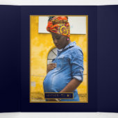 Gold Butterfly, Navy Blue Baby Duschsuite Dreifach Gefaltete Einladung (Innenseite Mitte)