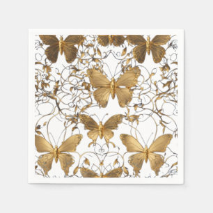 Gold Butterfly Paper Napkins Serviette