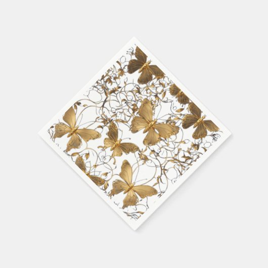 Gold Butterfly Paper Napkins Serviette (Ecke)