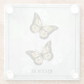 Gold Butterfly Personalisiert Glass Untersetzer (Rückseite)