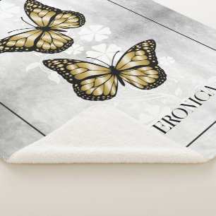 Gold Butterfly Personalisiert Sherpa Blanket Sherpadecke