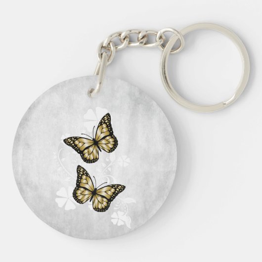 Gold Butterfly Personalisierter Schlüsselanhänger (Rückseite)