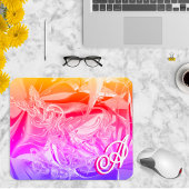 Gold Butterfly Pink Monogram Liquid Abstrakt Mousepad
