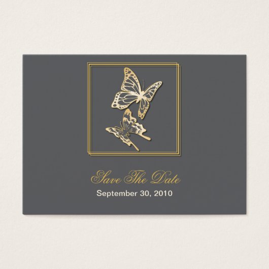 Gold Butterfly Save the Date Hochzeit MiniCard (Vorderseite)