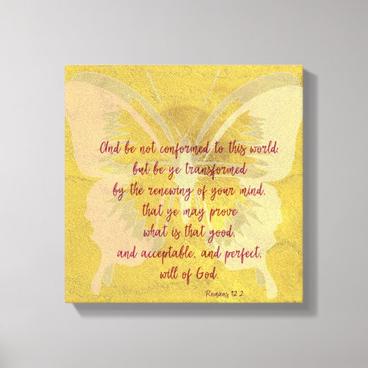 Gold Butterfly Shadow mit KJV Bible Verse Leinwanddruck (Vorderseite)