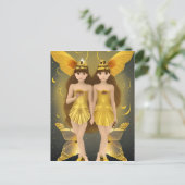 Gold Butterfly Twins Postkarte (Stehend Vorderseite)