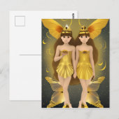 Gold Butterfly Twins Postkarte (Vorne/Hinten)