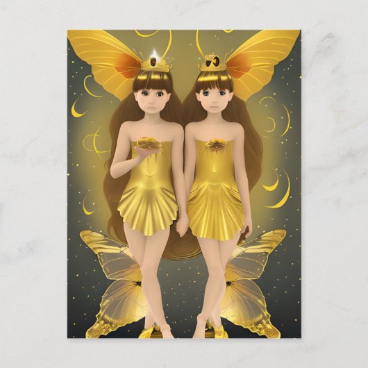 Gold Butterfly Twins Postkarte (Vorderseite)