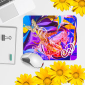 Gold Butterfly Vibrant Monogram Liquid Abstrakt Mousepad