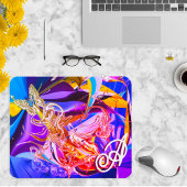 Gold Butterfly Vibrant Monogram Liquid Abstrakt Mousepad